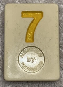 Vtg 1990 Rummikub By Pressman Rummy Tile Game - Replacement “7” Yellow Game Tile - Picture 1 of 4