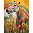 Girls Bedroom Nursery Artwork Rainbow Horse With Flowers Canvas Poster Print Art