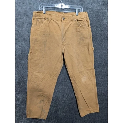 Pantalones de trabajo de carpintero Dickies lona de pato tostado doble rodilla para hombre 36x30 Foto 1 de 4