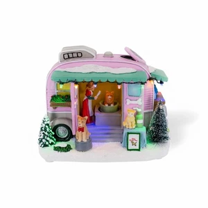 FG Square Pet Groomer Trailer Christmas Village Pink Themed Holiday MC3001 - Picture 1 of 12