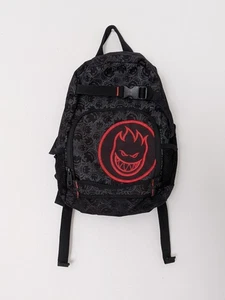 Vintage Spitfire Wheels Skate Backpack Black Flame Logo Youth Embroidered Y2K - Picture 1 of 9