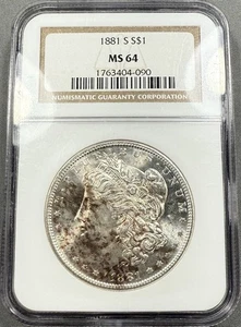 1881-S Morgan Dollar 1 $ - NGC MS64 - Vorderseite getönt - Bild 1 von 3