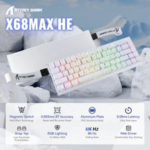 Interruptor magnético teclado aluminio con cable ATTACK SHARK X68MAX HE Rapid Trigger 60 % - Imagen 1 de 36