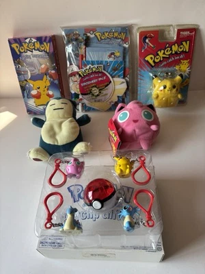Винтажный Pokemon игрушка лот плюшевые Pikachu брелок/подарочный набор VHS школа упаковка 90-х - Изображение 1 из 4