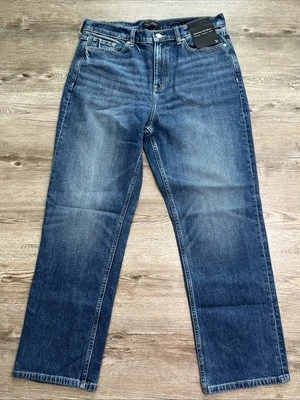 Pantalones de mezclilla rectos de tiro alto Banana Republic para mujer 31 elásticos hasta el tobillo nuevos Foto 1 de 4