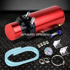 7"X2.5"BILLET ALUMINUM ENGINE OIL CATCH RESERVOIR BREATHER TANK/CAN+GAUGE RED - Picture 1 of 5
