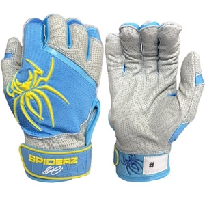 Spiderz PRO Ernesto Martinez Adult Baseball Batting Gloves, Columbia/Yellow, XXL - Picture 1 of 1
