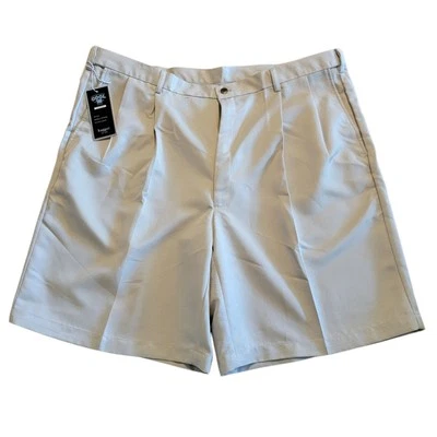Pantalones Cortos Haggar Cool 18 Pro Beige Tela Elástica Plisada Para Hombres 44W 9.5" Preppy NUEVO  Foto 1 de 4