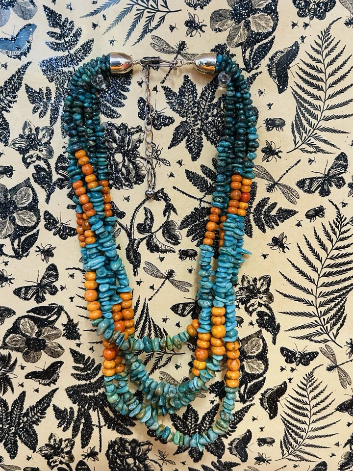 Jay King DTR Mine Finds 4 Strand Turquoise & Spiny Oyster Necklace, 925, 18-21” - Image 1 of 1