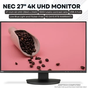 NEC MultiSync EA271U 27'' 4K UHD IPS LCD Monitor USB-HUB HDMI, Display, USB-C - Afbeelding 1 van 9