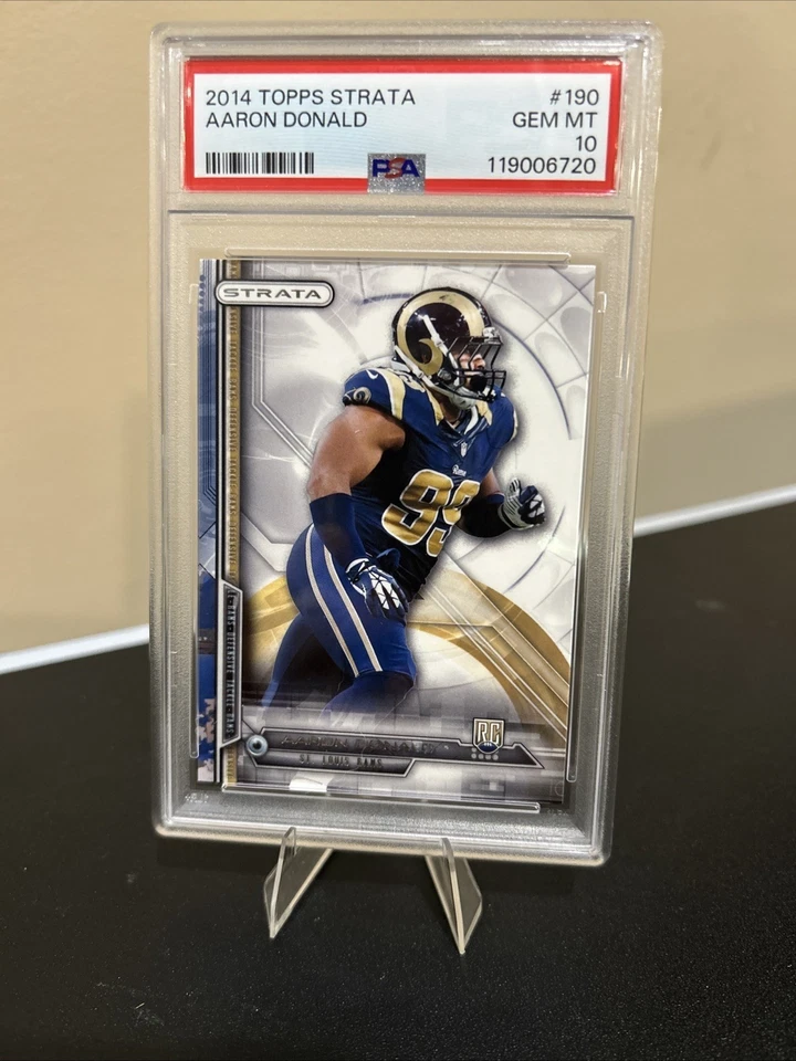 2014 Topps Strata #190 AARON DONALD RC Los Angeles Rams PSA 10 GEM MINT - Image 1 of 2