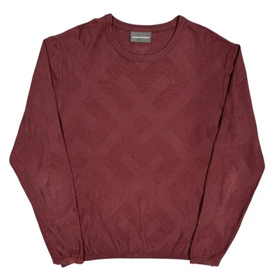 Emporio Armani Knit Sweater Crewneck Red Lightweight Cotton Large - Image 1 of 4