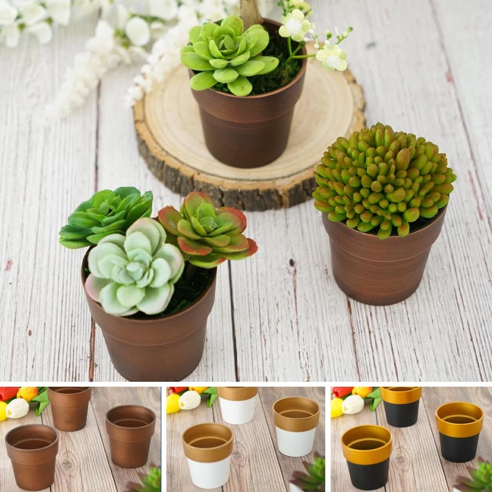 9 piezas 3" Metálico Redondo PLÁSTICO MACETAS Boda Fiesta Eventos Suministros Foto 1 de 1