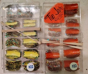 2X Tip Jar FAKE NAIL TIPS Super Glitter Curve DESIGNER FASHION RASTA 420 BUNDLE - Picture 1 of 6