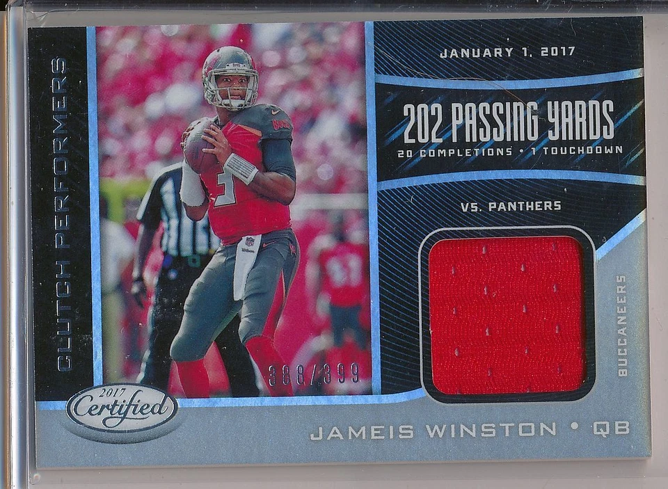 JAMEIS WINSTON 2017 Certified Clutch Performers Game Worn Jersey /399 Buccaneers - Image 1 of 3