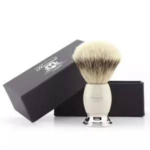 Spazzola da barba per capelli punta super argento da uomo con manico in avorio dal design accattivante - Foto 1 di 1