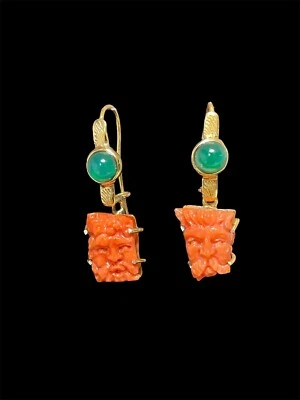 Orecchini in corallo Agata verde e argento - Immagine 1 di 4