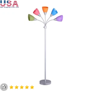 5 Light Adjustable Floor Lamp Multi-Color Shades Modern Design Home Office New - Picture 1 of 8