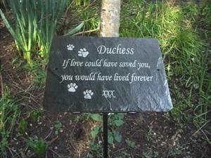 Beautiful Personalised Slate Pet Memorial Plaque 23cm x 16cm Rustic Finish - Picture 1 of 10