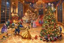 Thomas Kinkade Beauty and the Beast Christmas Celebration Disney SN Canvas 27x18