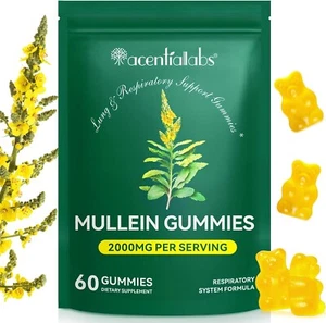 Mullein Gummies,Daily Respiratory Health Gummies2000mg Mullein Leaf herb Extract - Picture 1 of 7