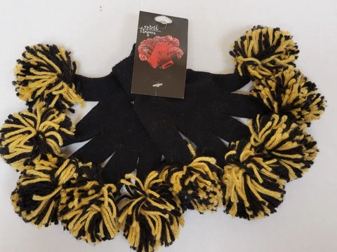 Fan Spirit Pom Pom Gloves - Saints Colors - Black & Old Gold, NEW Cover