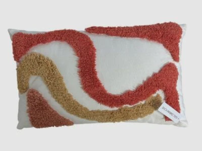 Jill Zarin Home Red White Abstract Shag Decorative Pillow 20" x 12" - Image 1 of 3
