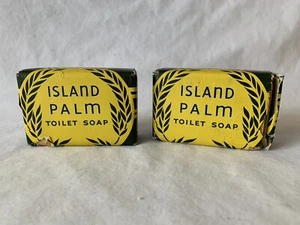 Wrisley Soap Bars 2 ISLAND PALM USA Made Soothing Oils Tropical Isles Vintage - Picture 1 of 5