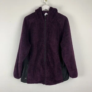 Ideology 1X Fleece Jacket Full Zip Pockets Hooded Purple Woman Plus Size - Picture 1 of 3
