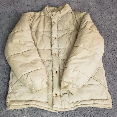 Vintage Walls Blizzard Pruf Coat Mens Medium Tan Puffer Jacket Hunting USA Made - Image 1 of 4
