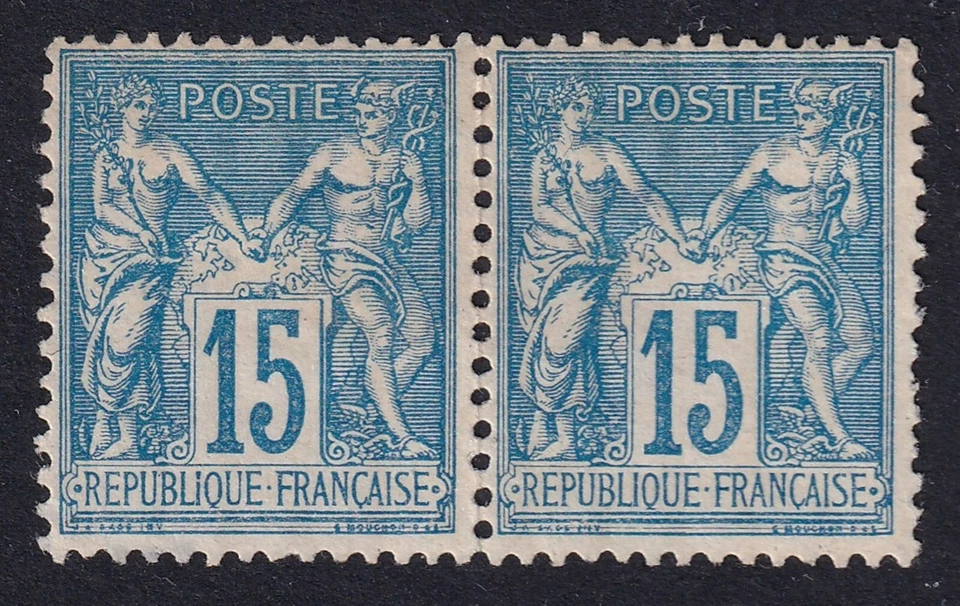 FRANCE 1892 Peace and Commerce 15c Pair SG 279 Mint no gum - Image 1 of 1