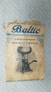 BALTIC Gebrauchsanweisung Milchproduktion MAXIM SEPARATOR Modell 1916 antik alt - Bild 1 von 3