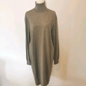 Uniqlo Tunic Jumper Dress Size M Long Sleeve Turtle Neck Wool Blend Brown - Picture 1 of 8