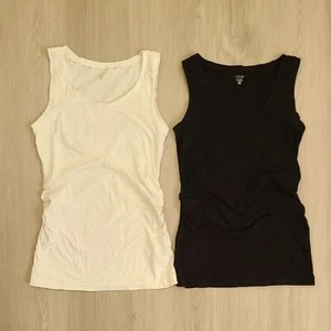 Gap Maternity Black White Ruched Tank Top Bundle S/XS love Cotton Stretch Women - Picture 1 of 7