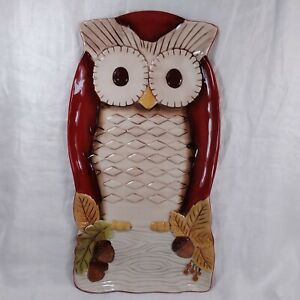 Grasslands Road Dark Red Owl Figural Serving Plate Platter Tray DISH ~12"x6.25"