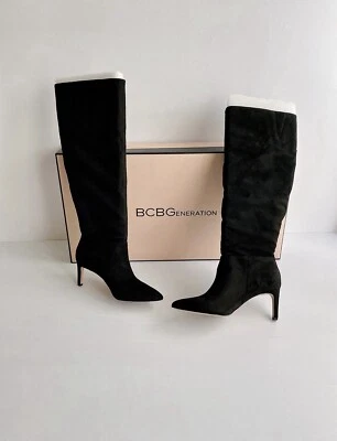 ✨Nuevas botas altas BCBGENERATION Marlo imitación gamuza holgadas puntiagudas negras 7,5 millones $169 Foto 1 de 4