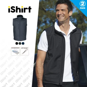 2PC X MENS SOFT SHELL VEST WATERPROOF WINDPROOF SALES OFFICE WORKWEAR VEST - Picture 1 of 6