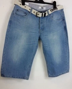 Pantalones Cortos Vaqueros Clásicos con Cinturón USC Para Hombres TELA Cortos Lavado Ligero Grandes B123-3 - Imagen 1 de 3