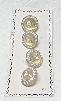 MOC 4 Lucite Studded Rhinestone Buttons Just Shy 3/4 Wide - Image 1 of 4