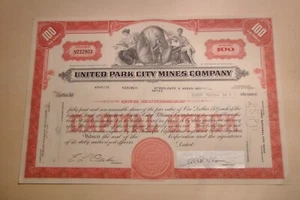 alte Aktie Aktienpapier United Park City Mines Company Delaware 1972 100 shares - Bild 1 von 1