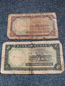 1962-1968 SUDAN BANKNOTE 5 & 10 SUDANESE POUNDS - Picture 1 of 2