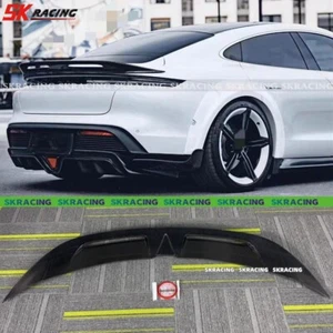 Fits Porsche Taycan 20-24 Real Carbon Fiber Rear Trunk Lip Spoiler Wing Body Kit - Picture 1 of 15