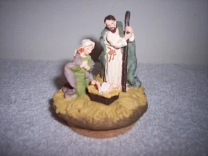 Home Interiors Vintage Weihnachtskrippe Jesus Maria & Josef Glas Kerzenaufsatz ~ NEU - Bild 1 von 5