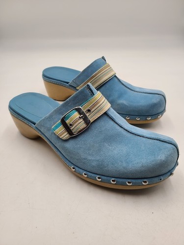 Sandali blu da donna Ecco taglia 42 EUR 11 11 5 US pelle slide on muli