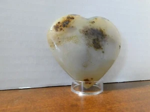 HERMOSO CORAZÓN DE ÁGATA DENDRÍTICA--PISAPAPELES PIEDRA PRECIOSA PULIDA DE MADAGASCAR - Imagen 1 de 8