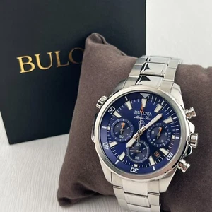 Bulova Marine Star 43MM Blue Dial Stainless Steel Quartz Men's Watch 96B256 - Picture 1 of 8