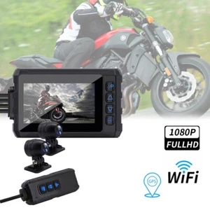 1080P HD 3" Dual Kamera Motorrad DVR Dash Cam Fahrrecorder mit Fernbedienung - Bild 1 von 12