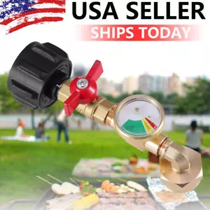 Propane Refill Adapter With Valve and Gauge 5-40Lb To 1Lb Bottle QCC1 & 1"-20 US - Picture 1 of 9