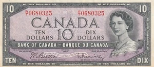 Canada 1954 $10.00 R/T - Imagen 1 de 2