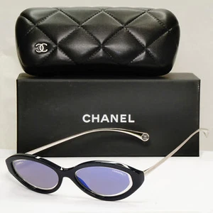 Chanel 2020 Sunglasses Dark Blue Mirror Slim Rectangle 5424 c.1462/ED 290323 - Picture 1 of 12